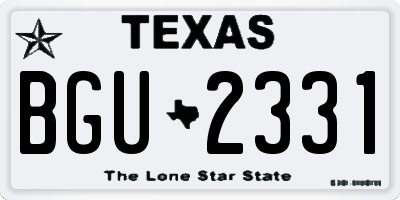 TX license plate BGU2331