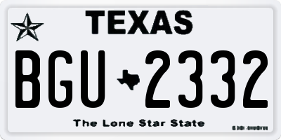 TX license plate BGU2332