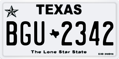 TX license plate BGU2342