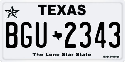 TX license plate BGU2343