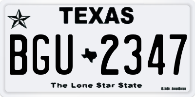 TX license plate BGU2347