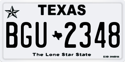 TX license plate BGU2348