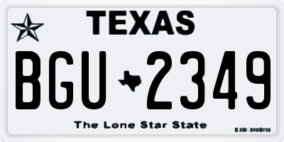 TX license plate BGU2349