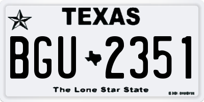 TX license plate BGU2351