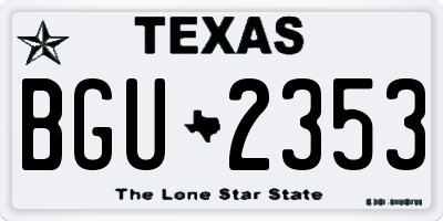 TX license plate BGU2353