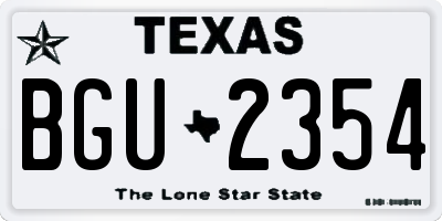 TX license plate BGU2354