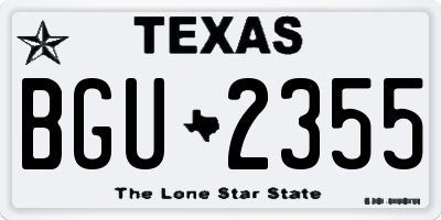 TX license plate BGU2355