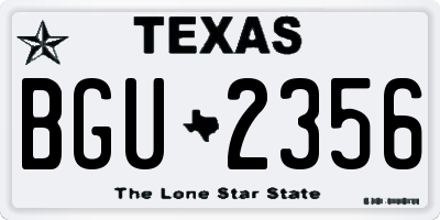 TX license plate BGU2356