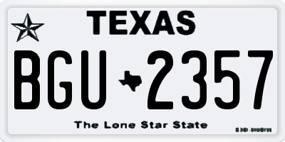 TX license plate BGU2357