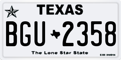 TX license plate BGU2358