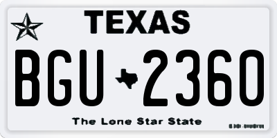 TX license plate BGU2360