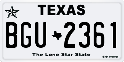 TX license plate BGU2361