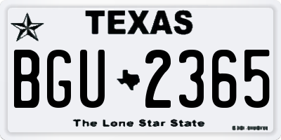 TX license plate BGU2365