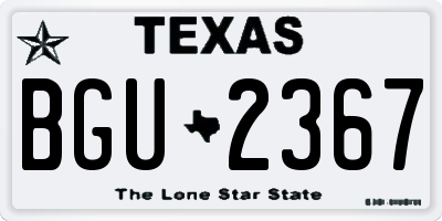 TX license plate BGU2367