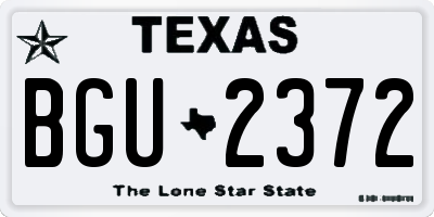 TX license plate BGU2372