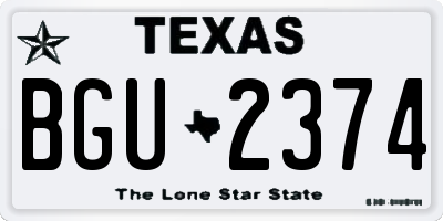 TX license plate BGU2374