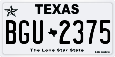 TX license plate BGU2375