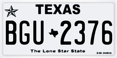 TX license plate BGU2376