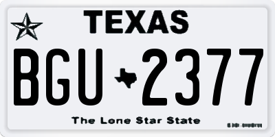 TX license plate BGU2377