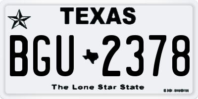 TX license plate BGU2378