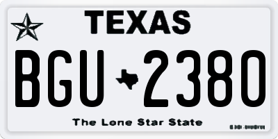 TX license plate BGU2380
