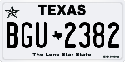 TX license plate BGU2382