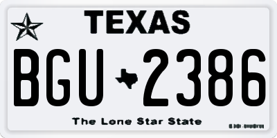 TX license plate BGU2386
