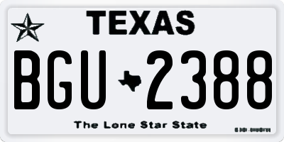 TX license plate BGU2388