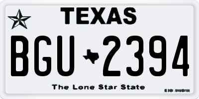 TX license plate BGU2394