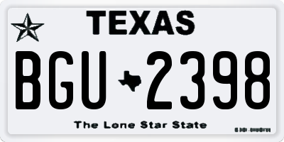 TX license plate BGU2398