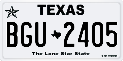 TX license plate BGU2405