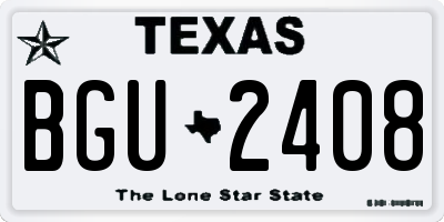 TX license plate BGU2408