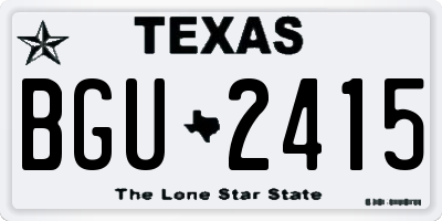 TX license plate BGU2415