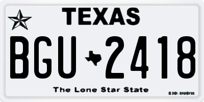 TX license plate BGU2418