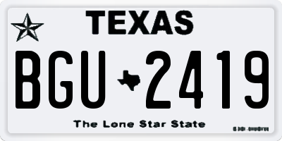 TX license plate BGU2419