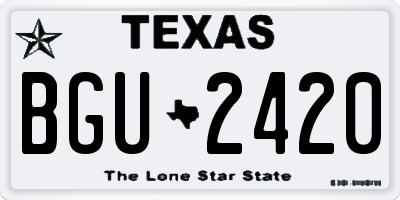 TX license plate BGU2420