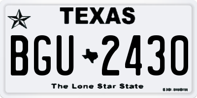 TX license plate BGU2430