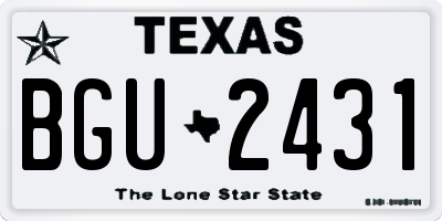 TX license plate BGU2431