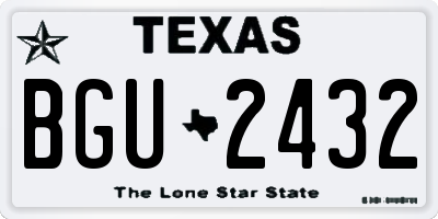 TX license plate BGU2432