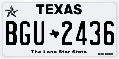 TX license plate BGU2436