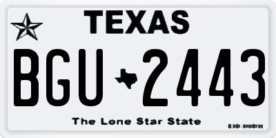 TX license plate BGU2443