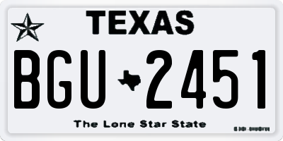 TX license plate BGU2451