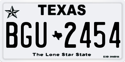 TX license plate BGU2454