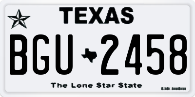 TX license plate BGU2458