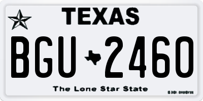 TX license plate BGU2460