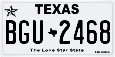 TX license plate BGU2468