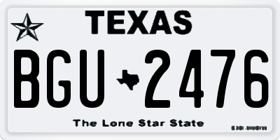 TX license plate BGU2476