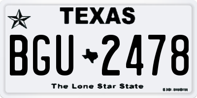 TX license plate BGU2478