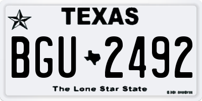 TX license plate BGU2492
