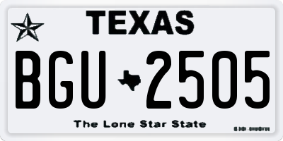 TX license plate BGU2505